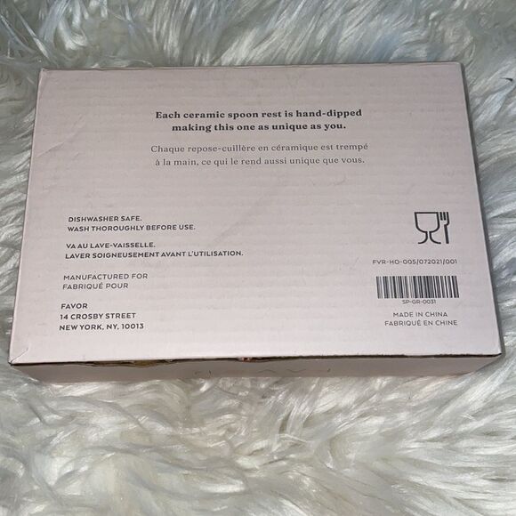 Favor Gray & White Dip Dye Ceramic Spoon Rest, New in Box - Picture 3 of 6